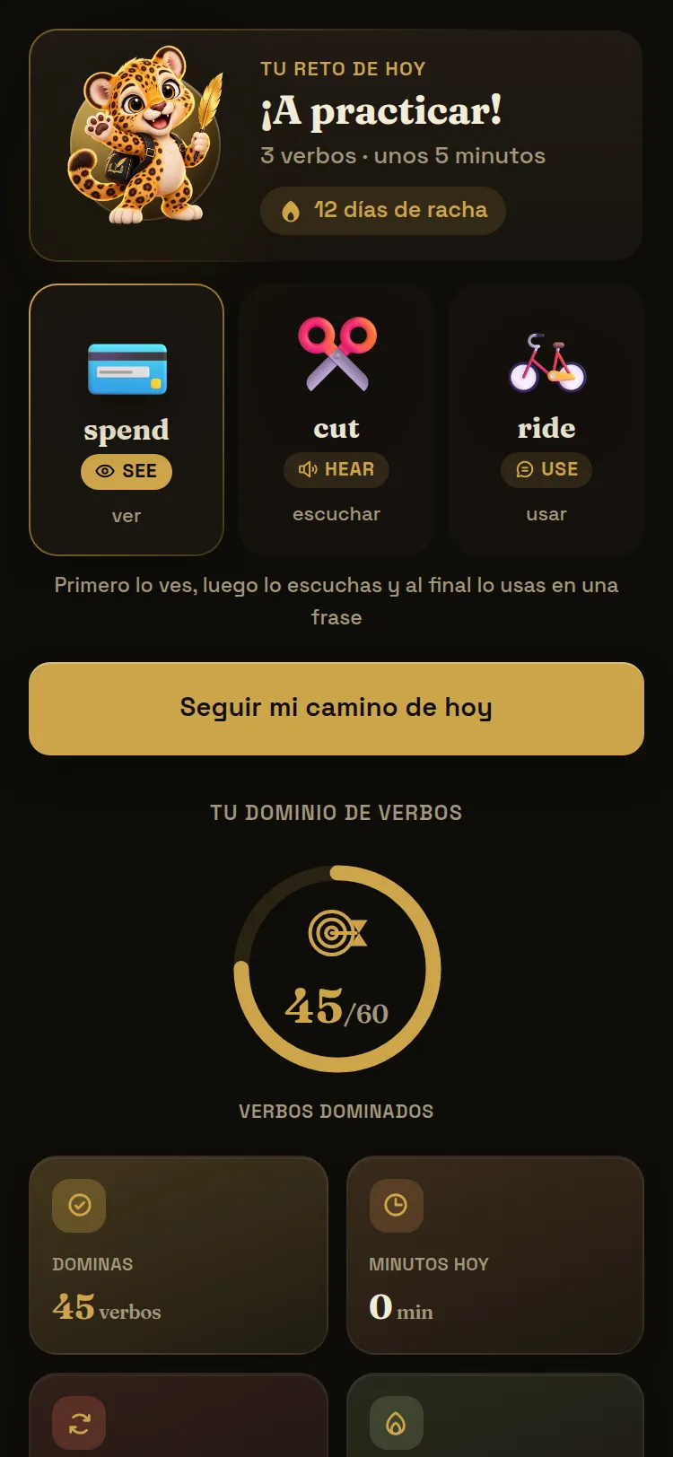 Pantalla Hoy con tu reto de 5 minutos